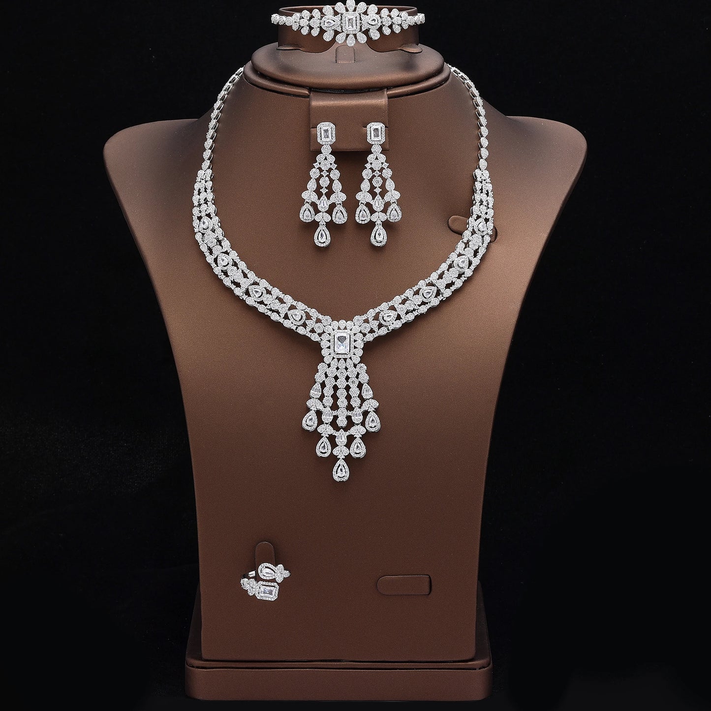 Zirconia Luxury Dubai Nigeria CZ Crystal Luxury Wedding Jewelry Sets