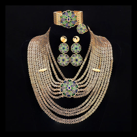 2025 New 24k gold-plated cubic zirconia 4pcs luxury jewelry set