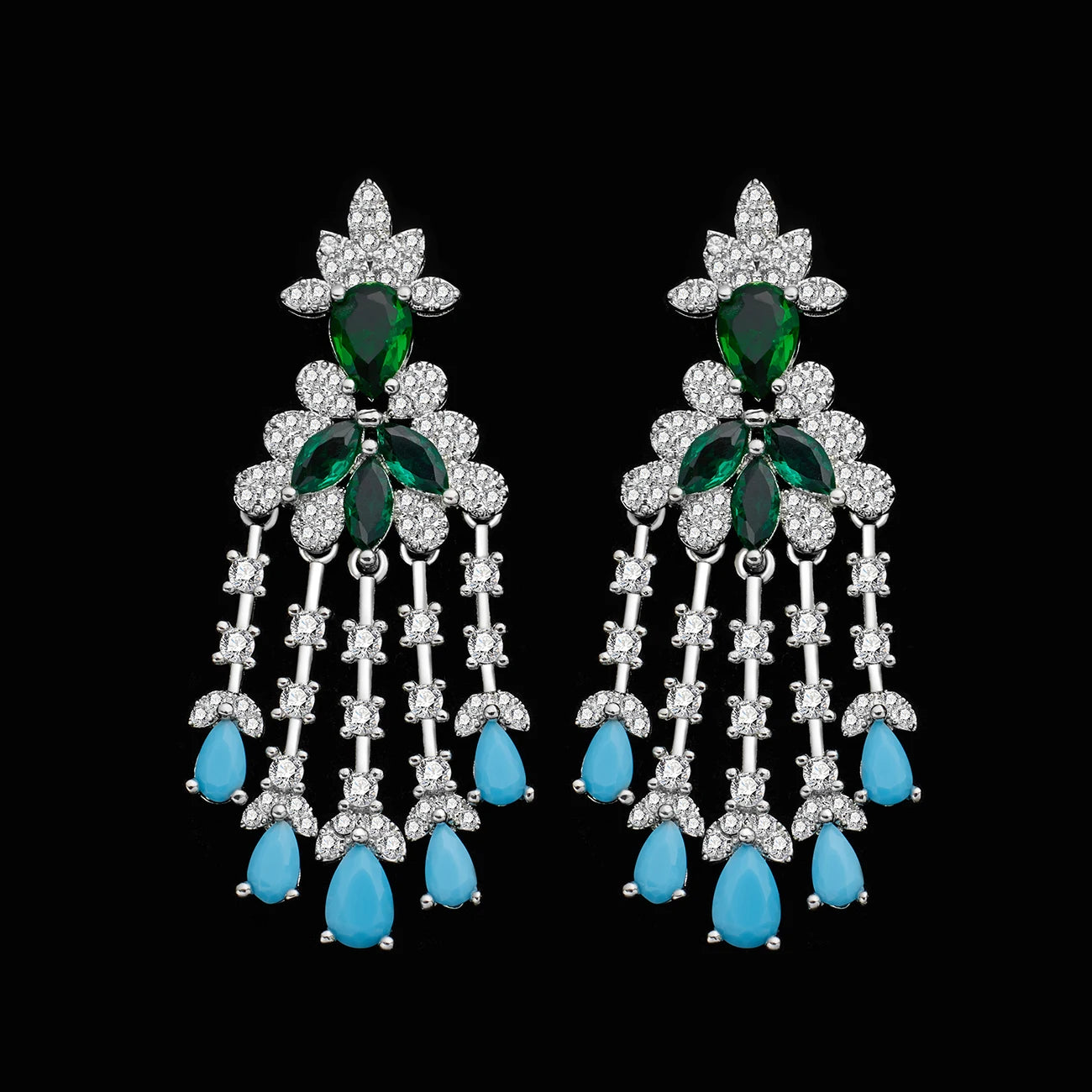 2025 New Exquisite Turquoise Dubai Jewelry 4Pcs Sets for Bridal Wedding Party