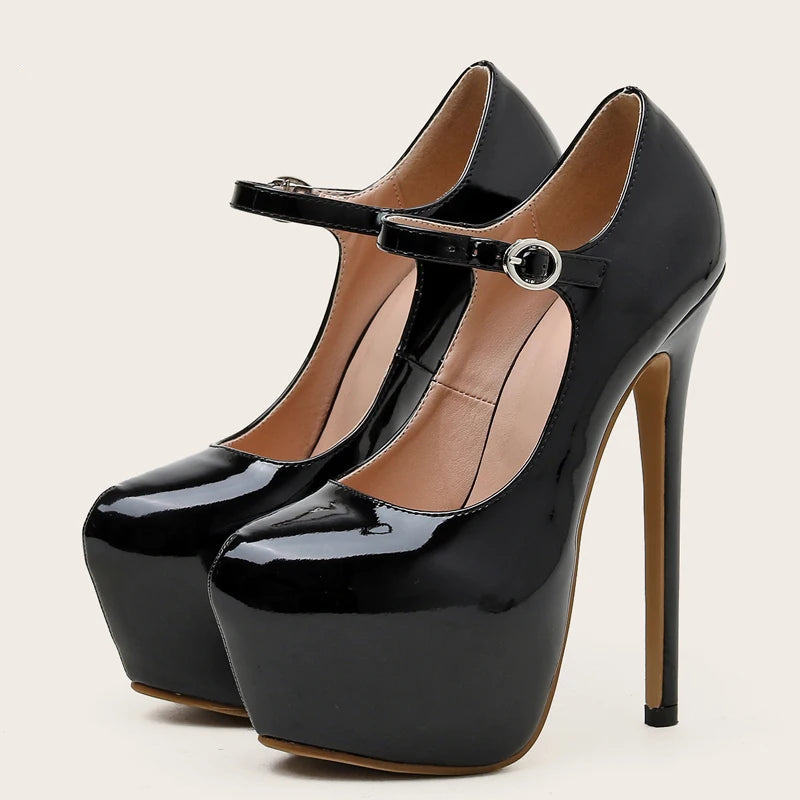 Sexy Buckle Strap Platform Wedding Round Toe Women Pumps Very High Heel Stripper Club Shoes size 35-42