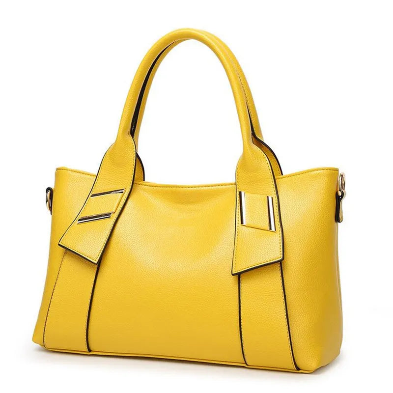 Women Yellow Tote Bag PU Leather Blue Hand Bag Black Famous Brand  Luxury Designer Bolsa Feminine