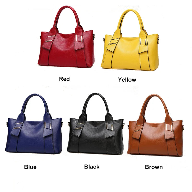 Women Yellow Tote Bag PU Leather Blue Hand Bag Black Famous Brand  Luxury Designer Bolsa Feminine