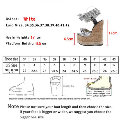 Summer Solid White Platform Wedges Sandals Women Fashion High Heels Ankle Strap Ladies Open Toe Shoes