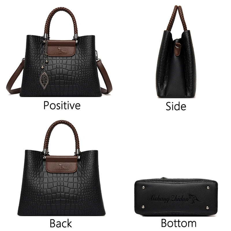 New 3 Layers Pocket Handbag High Quality Leather Women Handbags Luxury Brand Diagonal Ladies Shoulder Messenger Bags Tote