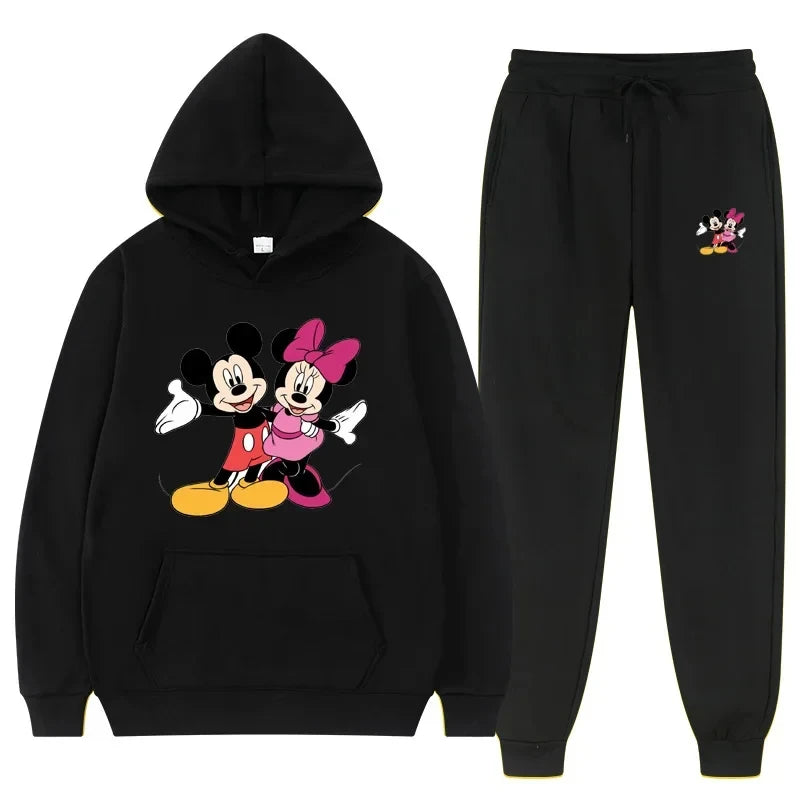 Women Disney Mickey Mouse Sweatshirts Autumn and Winter Warm Tops and Pants