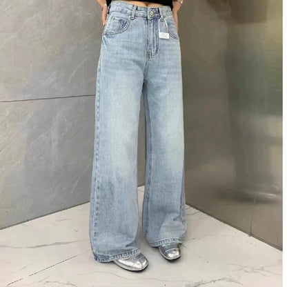 High Waist Wide Leg Jeans Women's Four Seasons Sle Fashionable Comfortable Denim Trousers for Ladies