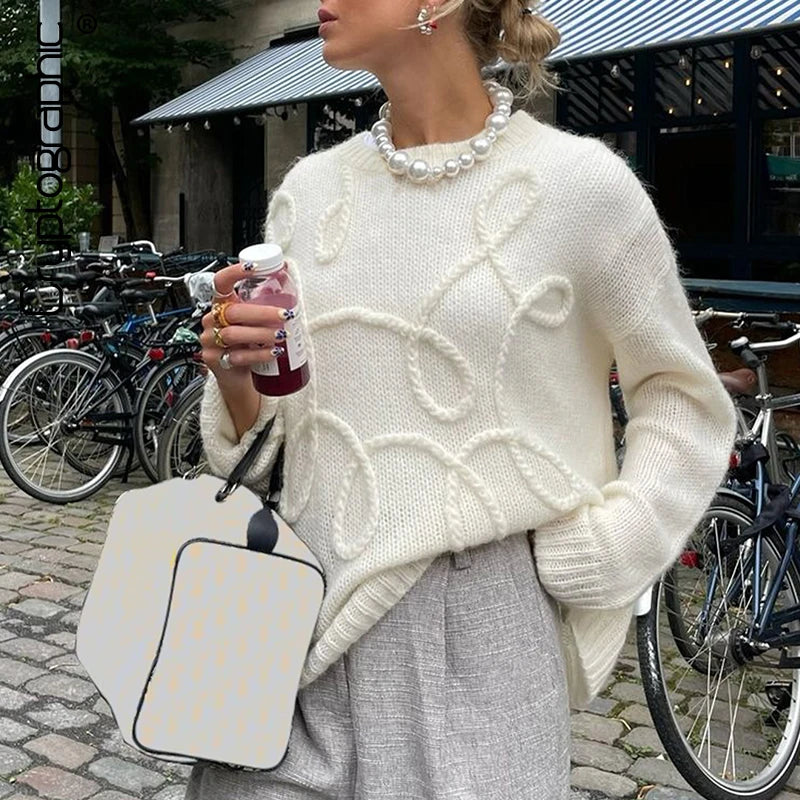 Women Fashion Winter Knitted Pullover Sweaters Tops Christmas Casual Loose Round Neck Long Sleeve Top Outfits Streetwear