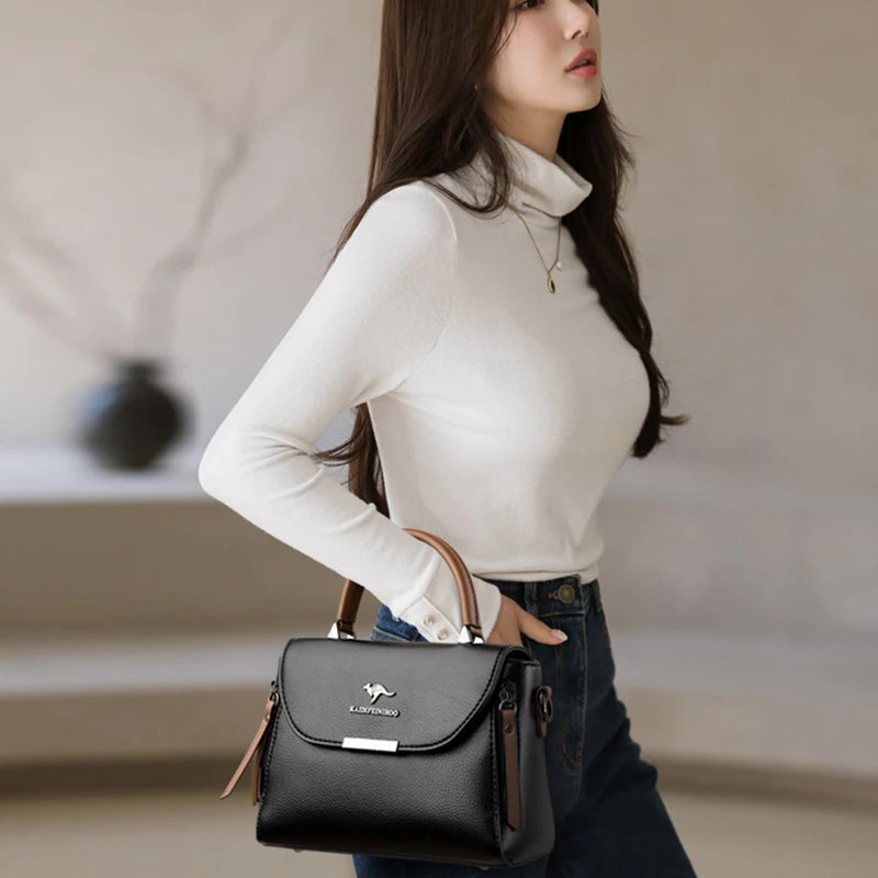 High Quality Genuine Leather Shoulder Crossbody Bags Large Capacity Solid Purses and Handbags Luxury Designer Ladies Casual Totes Sac