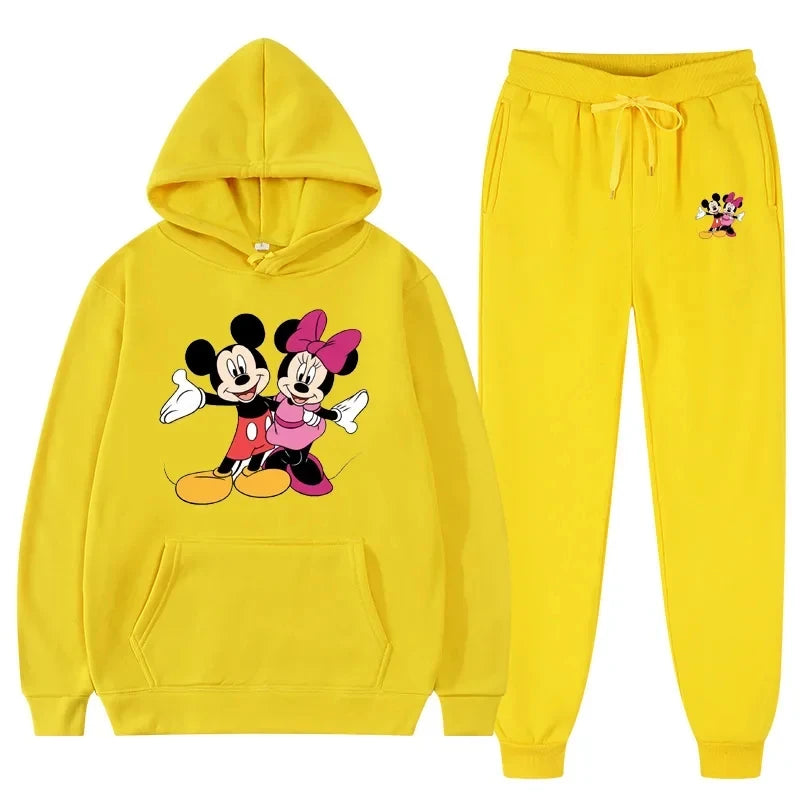 Women Disney Mickey Mouse Sweatshirts Autumn and Winter Warm Tops and Pants