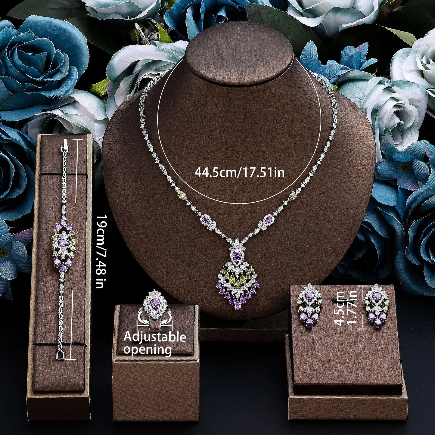 4-piece cubic zirconia bridal jewelry set, Saudi Nigeria wedding jewelry set