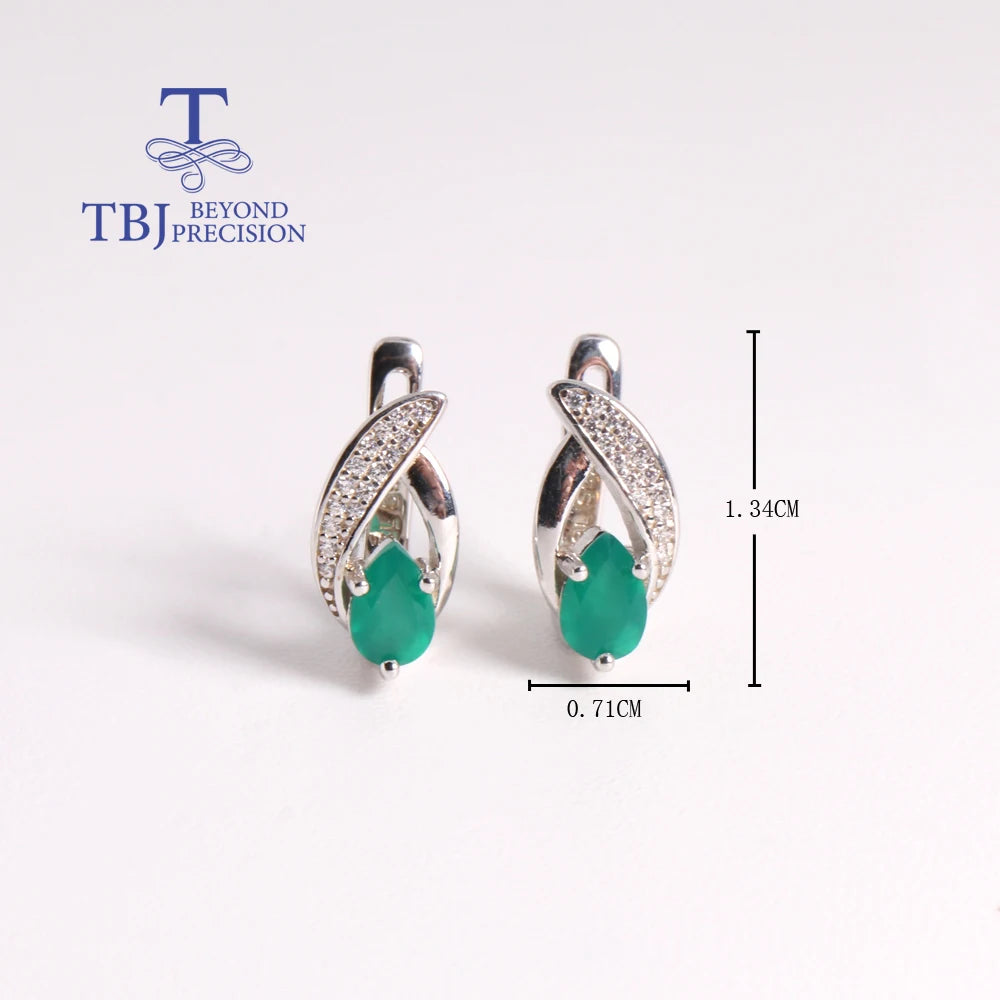 Fashion design of natural green agate with cubic zircon sterling silver earrings fine jewelry gifts for women and girls