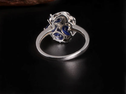 Precious luxury Birthstone natural diffusion blue sapphire silver ring for women