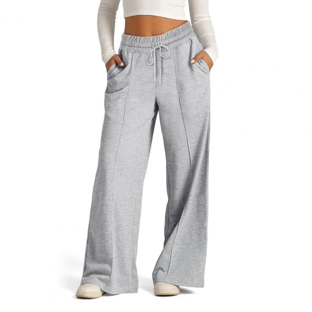 Women Casual Sweatpants Comfortable Women's Wide Leg Sweatpants with Elastic Drawstring Waist Pockets for Sport Lounge Wear