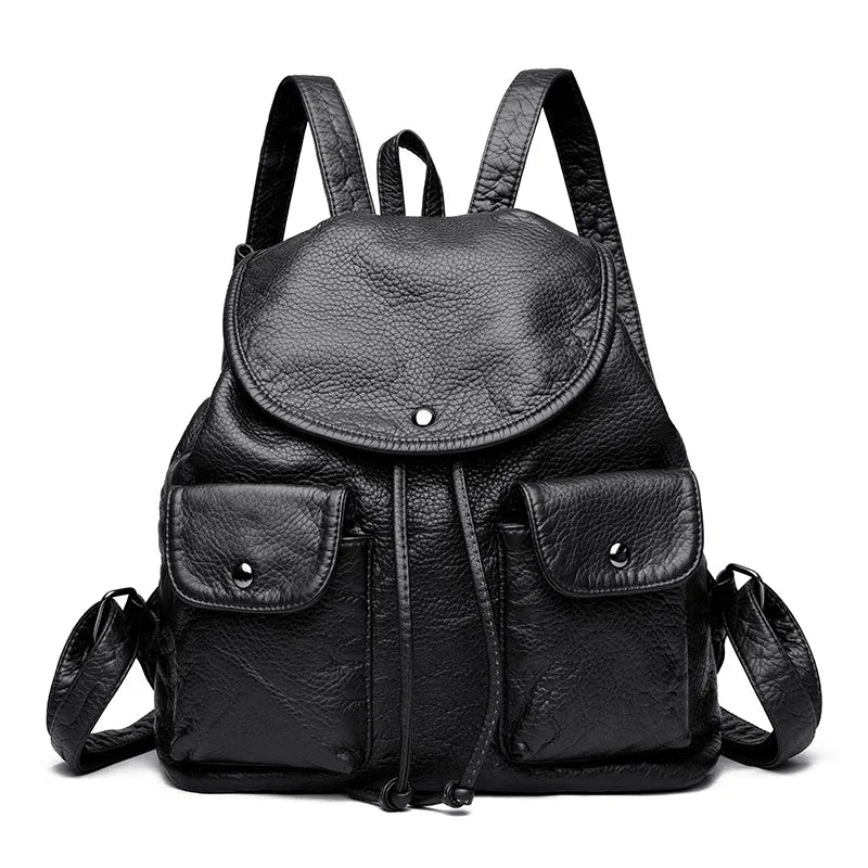 2025 New Simple Solid Color Famous Designer Women Shoulder Bag Retro Luxury Female Large Capacity Backpack