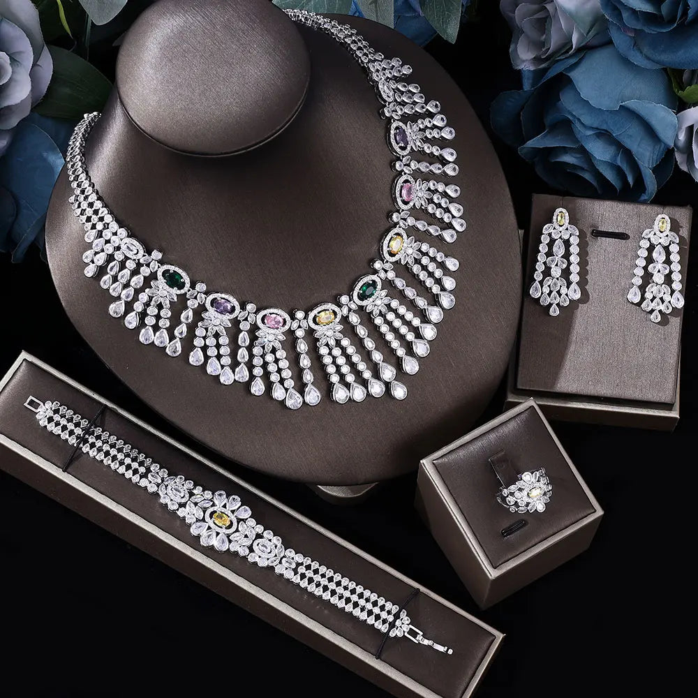 New Top 4 Piece Bridal Luxury Jewelry Set