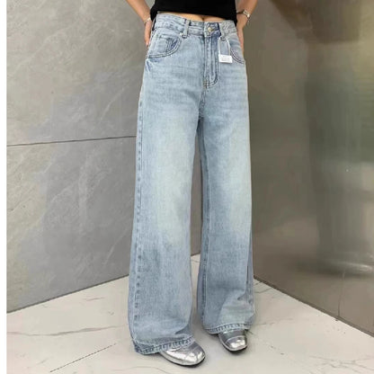 High Waist Wide Leg Jeans Women's Four Seasons Sle Fashionable Comfortable Denim Trousers for Ladies