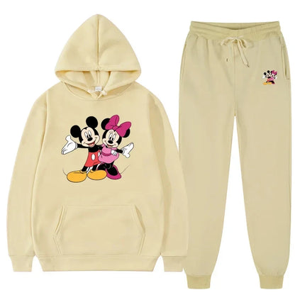 Women Disney Mickey Mouse Sweatshirts Autumn and Winter Warm Tops and Pants