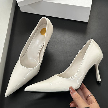 Sexy Patent Leather Pointed Toe Women Pump Elegant Wedding Party Prom High Heels Shoes Mule Female Sandals