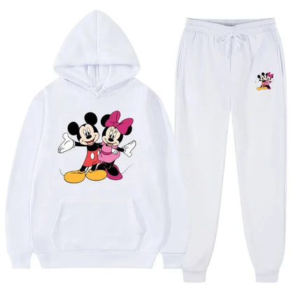 Women Disney Mickey Mouse Sweatshirts Autumn and Winter Warm Tops and Pants