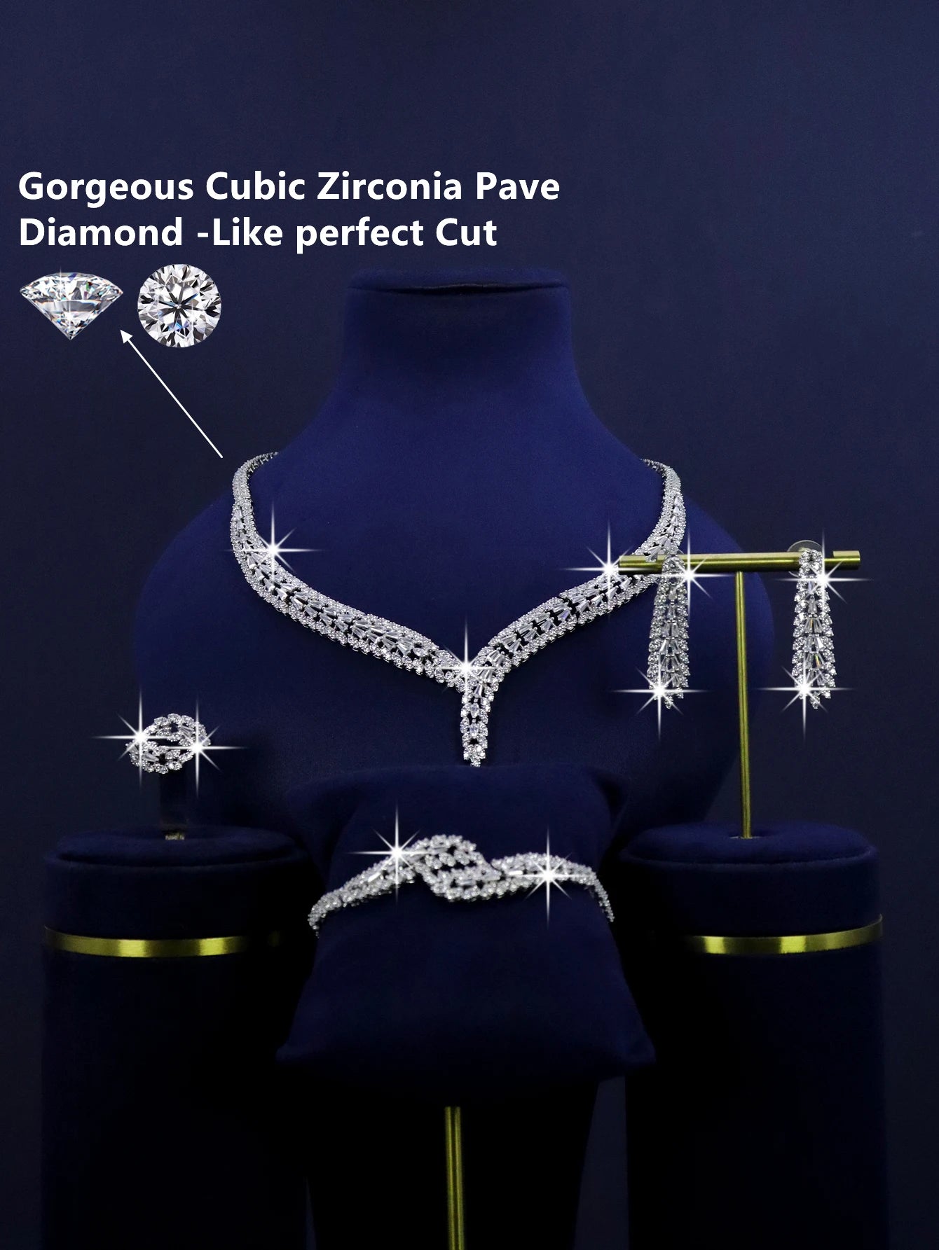 4-piece platinum plated fashion jewelry  necklace  luxury set