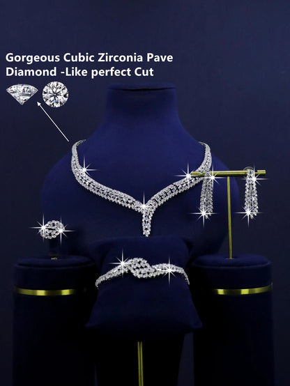 4-piece platinum plated fashion jewelry  necklace  luxury set