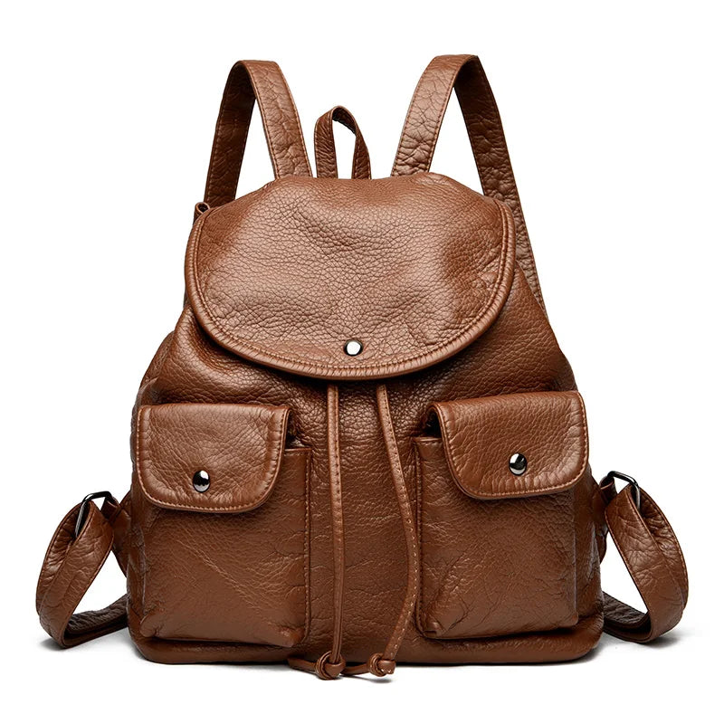 2025 New Simple Solid Color Famous Designer Women Shoulder Bag Retro Luxury Female Large Capacity Backpack