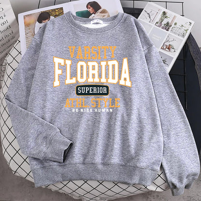 Trend Casual Woman Pullover Florida Superior Athl Style Print Hoody Warm Drop Sleeves Sweatshirt Crewneck Soft Female Streetwear