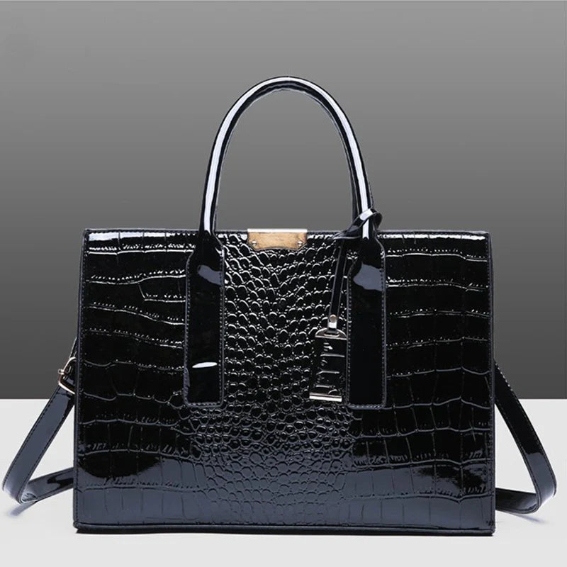 Luxury Crocodile Pattern Large Capacity Cross Shoulder PU Bag