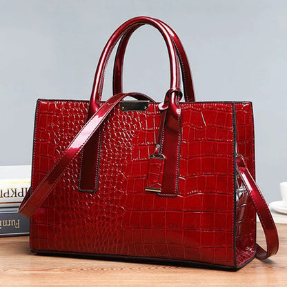 Luxury Crocodile Pattern Large Capacity Cross Shoulder PU Bag