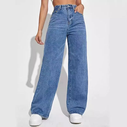 New women's wear European and American loose Denim wide leg pants slimming high waist all-match jeans for women