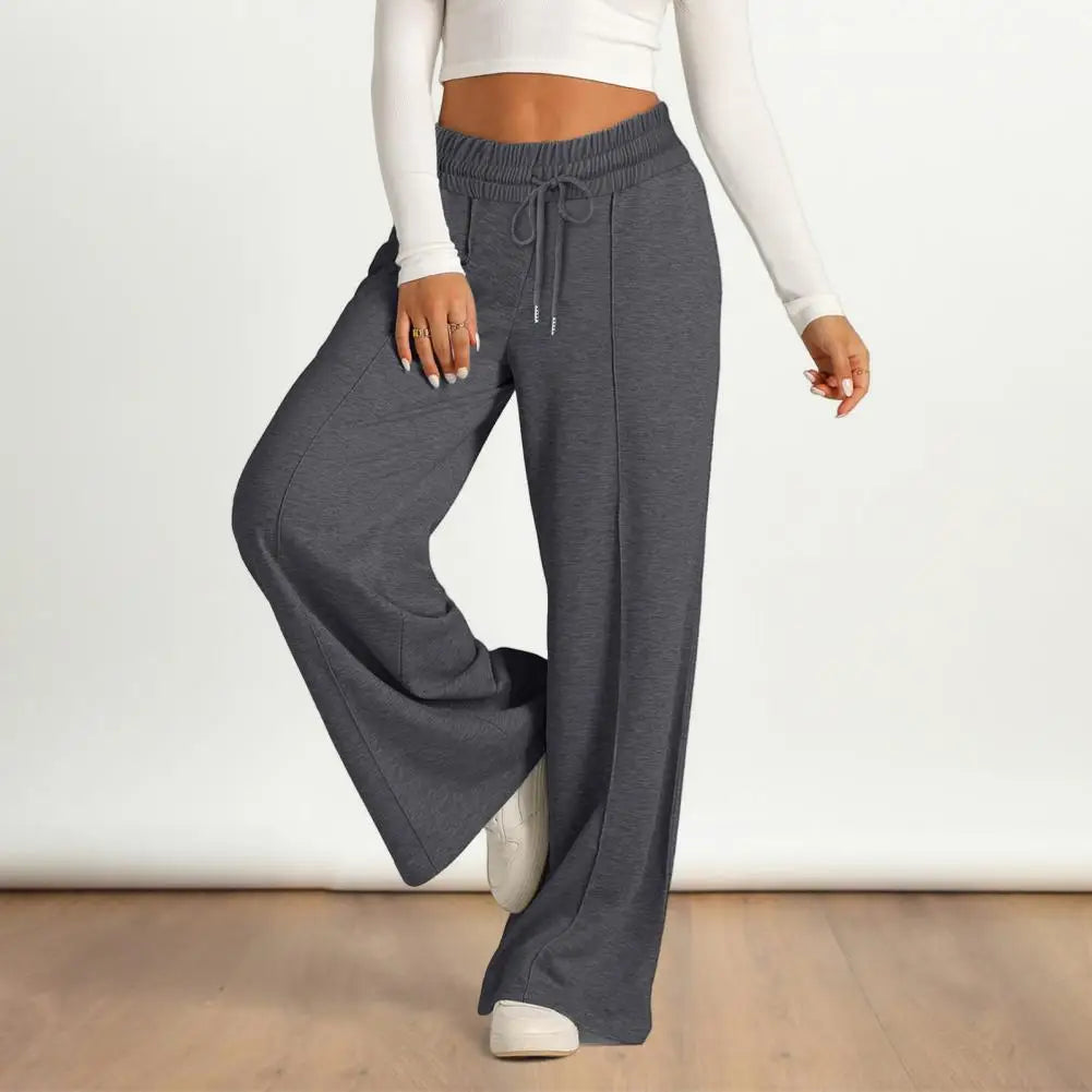 Women Casual Sweatpants Comfortable Women's Wide Leg Sweatpants with Elastic Drawstring Waist Pockets for Sport Lounge Wear