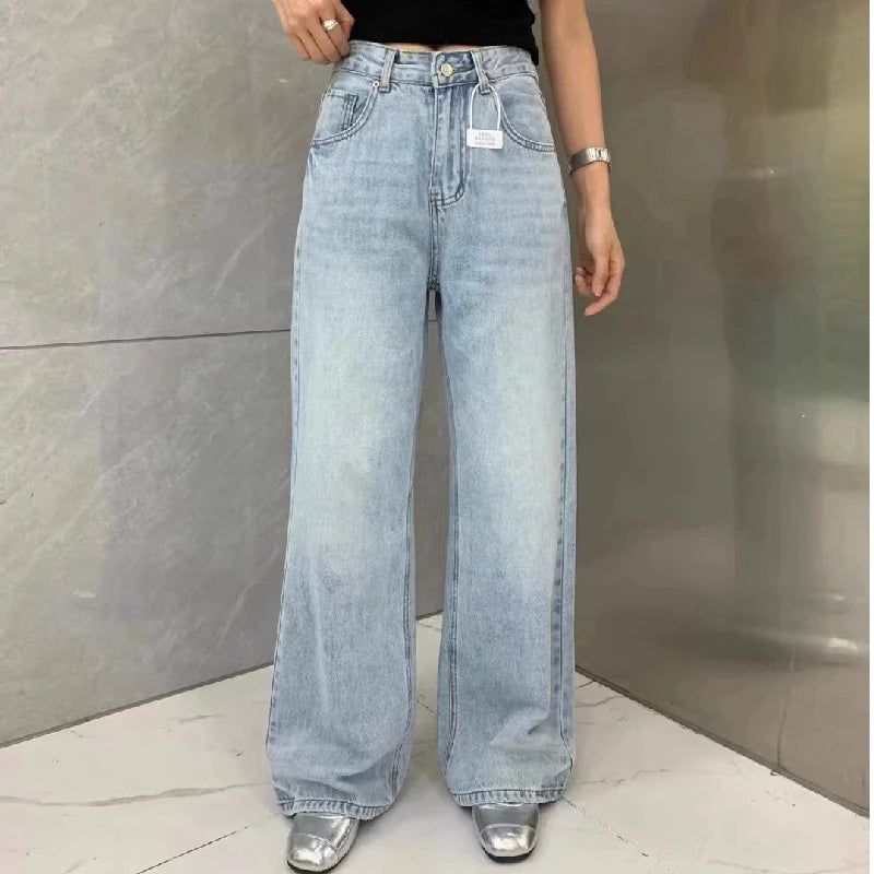 High Waist Wide Leg Jeans Women's Four Seasons Sle Fashionable Comfortable Denim Trousers for Ladies