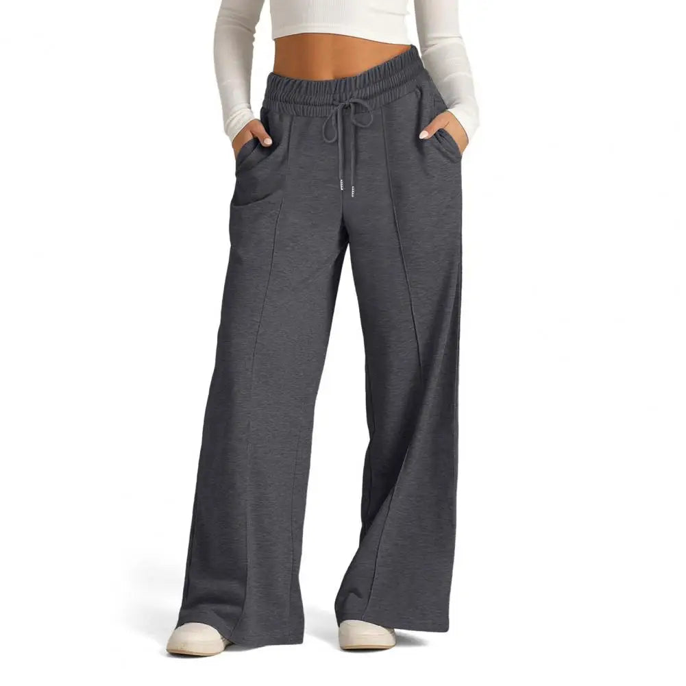 Women Casual Sweatpants Comfortable Women's Wide Leg Sweatpants with Elastic Drawstring Waist Pockets for Sport Lounge Wear