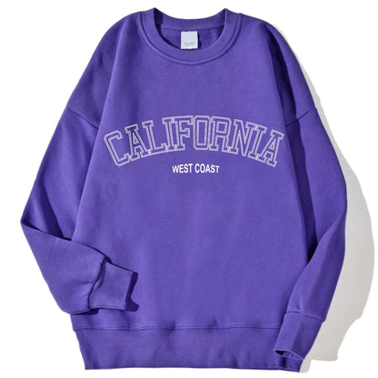 Korean Trend Woman Sweatshirts California West Coast Print Female hoodie Long Sleeves O-neck Pullovers Sporty and Rich Clothing