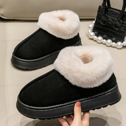 2025 High Quality of  Women's Fashion Snow Boots Fluffy Plush Faux Fur Soft Slippers Winter Indoor Comfortable Home men's Shoes