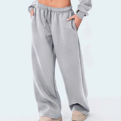 Fashion Women's Casual Pants Joggers Sweatpants Solid Color Drawstring High Waist Wide Leg Trousers Streetwear Casual Outfits