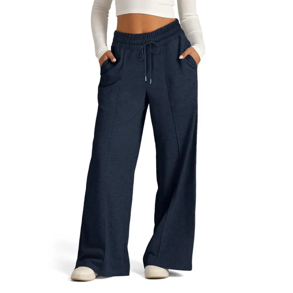 Women Casual Sweatpants Comfortable Women's Wide Leg Sweatpants with Elastic Drawstring Waist Pockets for Sport Lounge Wear