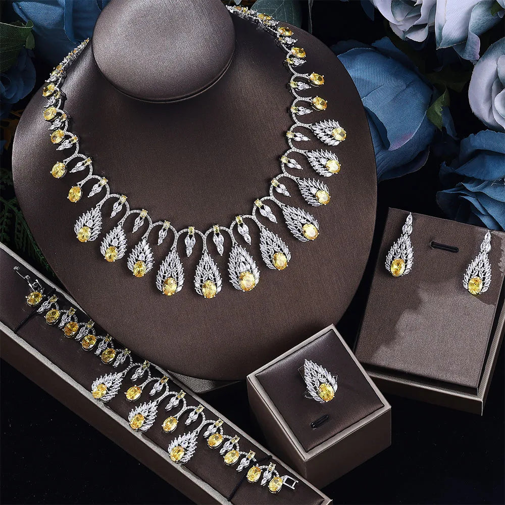 Popular Dubai Cubic Zirconia Jewelry Set 4pcs