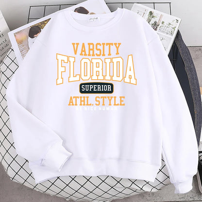 Trend Casual Woman Pullover Florida Superior Athl Style Print Hoody Warm Drop Sleeves Sweatshirt Crewneck Soft Female Streetwear