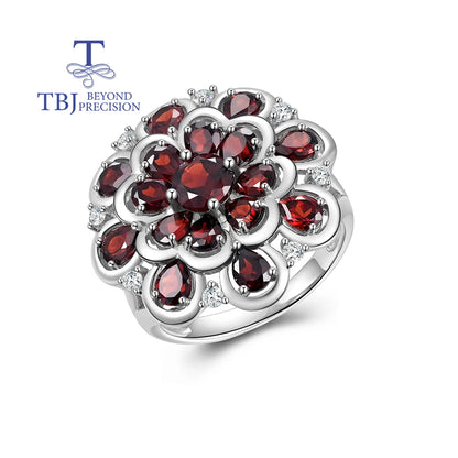 Luxury design January Birthstone Natural garnet Ring 925 sterling silver elegant fine jewelry for women