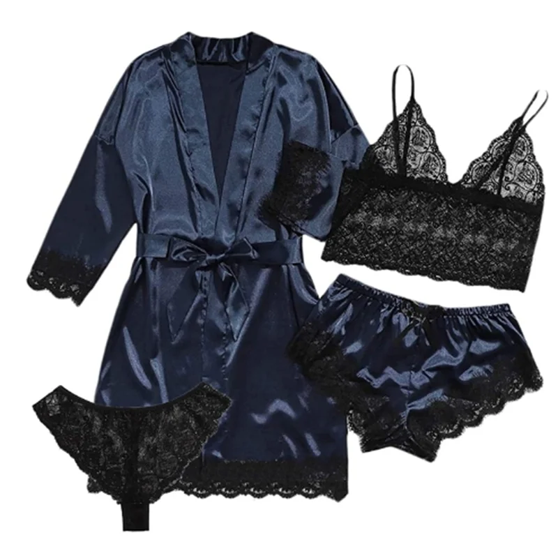 Summer Hot Selling Women's Pajamas Set Lace Four piece Sling Set Casual Comfortable Pajamas