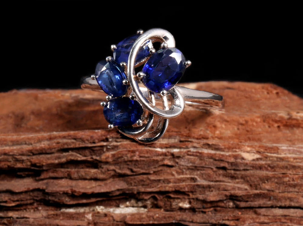 Precious luxury Birthstone natural diffusion blue sapphire silver ring for women