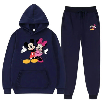 Women Disney Mickey Mouse Sweatshirts Autumn and Winter Warm Tops and Pants