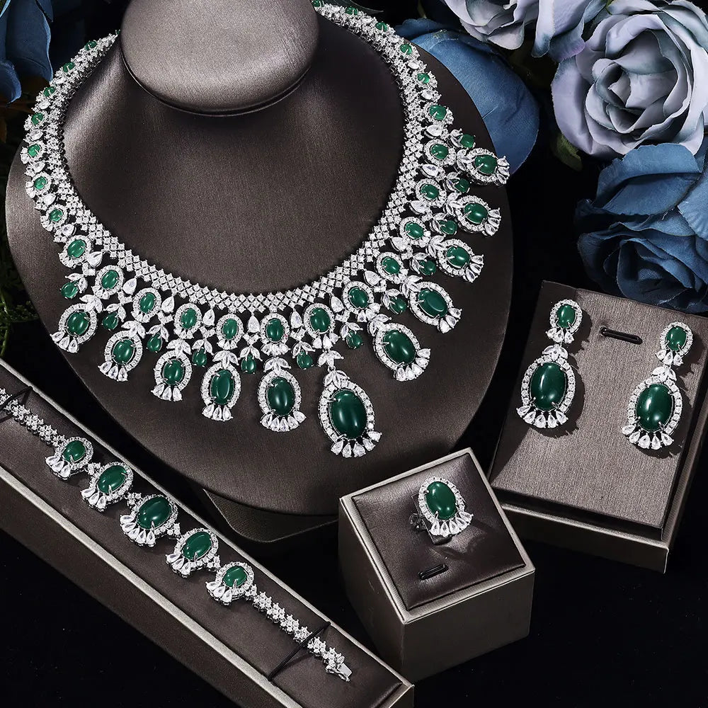 New Luxury Four piece Set Women's Wedding Accessories with Cubic Zirconia, Dubai, Saudi Arabia