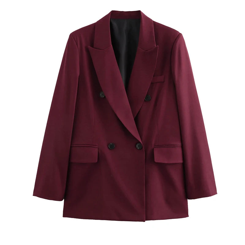 Women's Blazer Outerwear's Office Wear Women Suit Jacket Autumn Long Sleeve Burgundy Blazers Formal Woman Minimalist Blazer