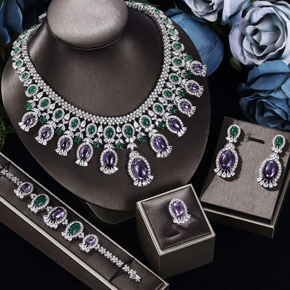 New Luxury Four piece Set Women's Wedding Accessories with Cubic Zirconia, Dubai, Saudi Arabia