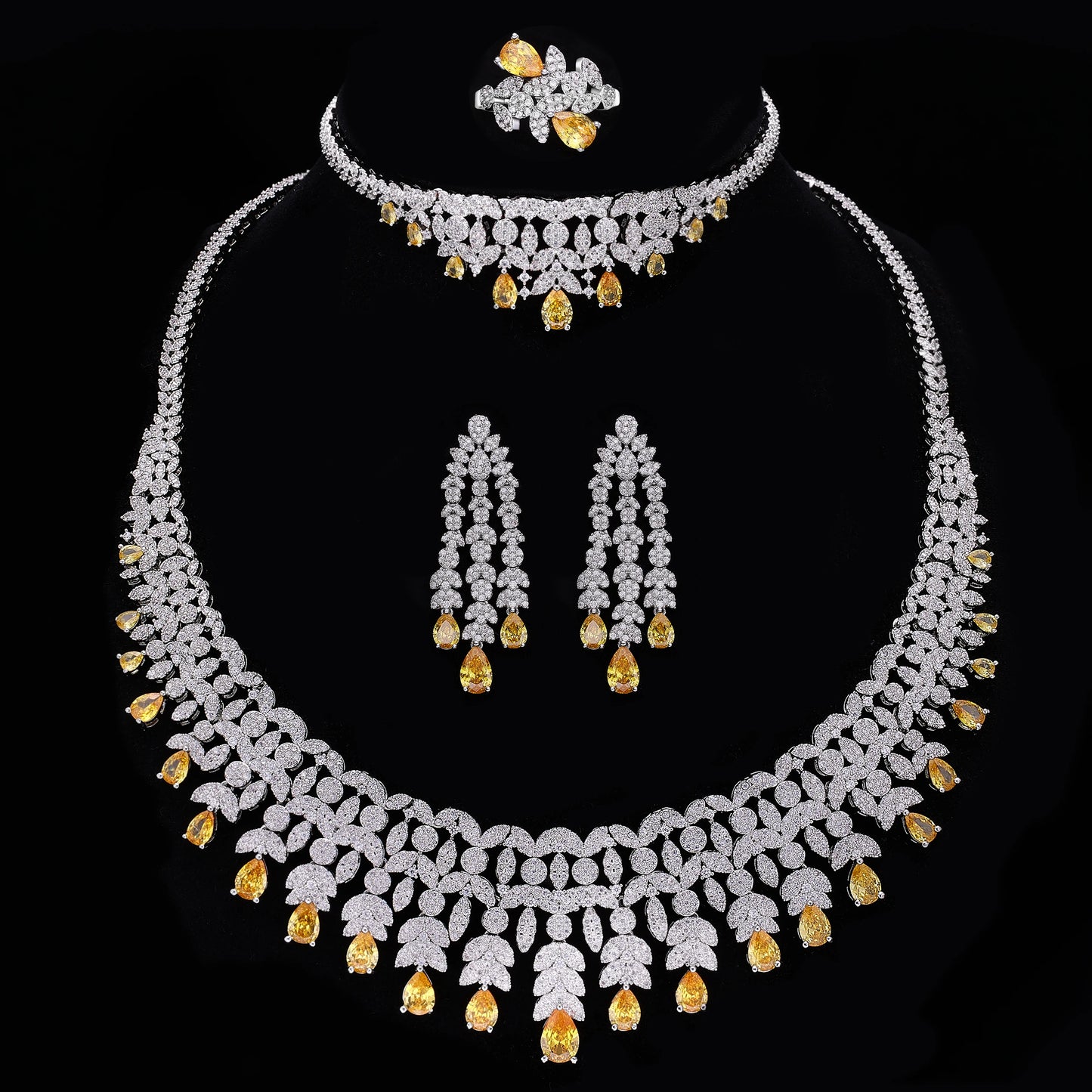 New Fashion Dubai Jewelry Cubic Zirconia Bridal Set  Wedding Party Accessories Design