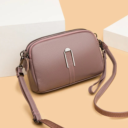 Spring New Authentic Famous Designer Soft Cowhide Shoulder Bag for Women single color retro wallet