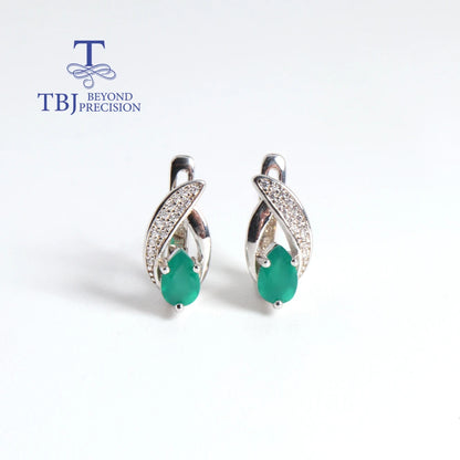 Fashion design of natural green agate with cubic zircon sterling silver earrings fine jewelry gifts for women and girls