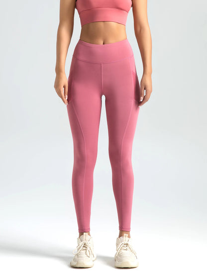 Hot Sale Fitness Lenggings Female Full Length Leggings Running Pants Comfortable And Formfitting Side pockets Yoga Pants